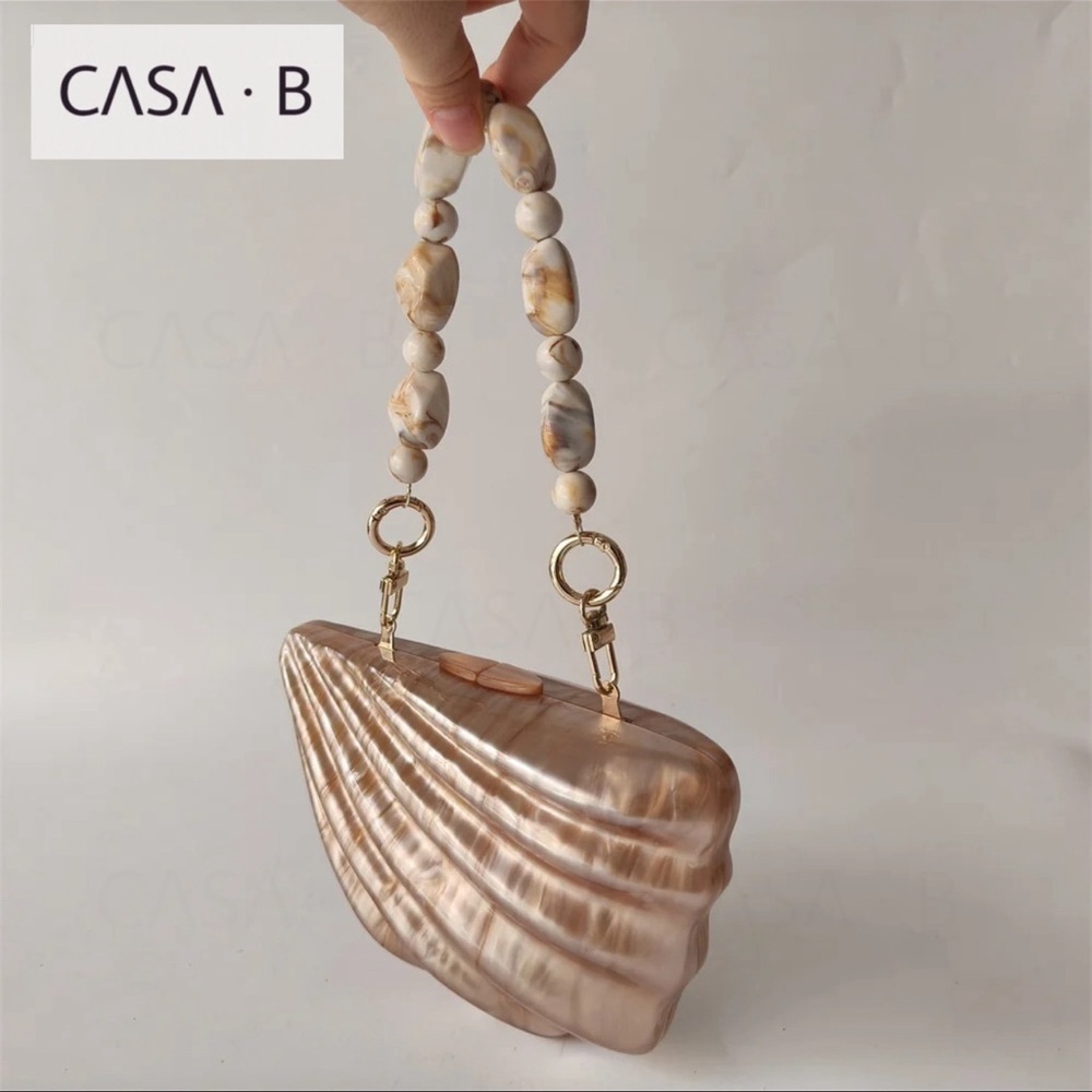 NEW!💫 CASA B| Celestial Marina Shell Acrylic Clutch Bag in Marble Sands - Picture 4 of 5